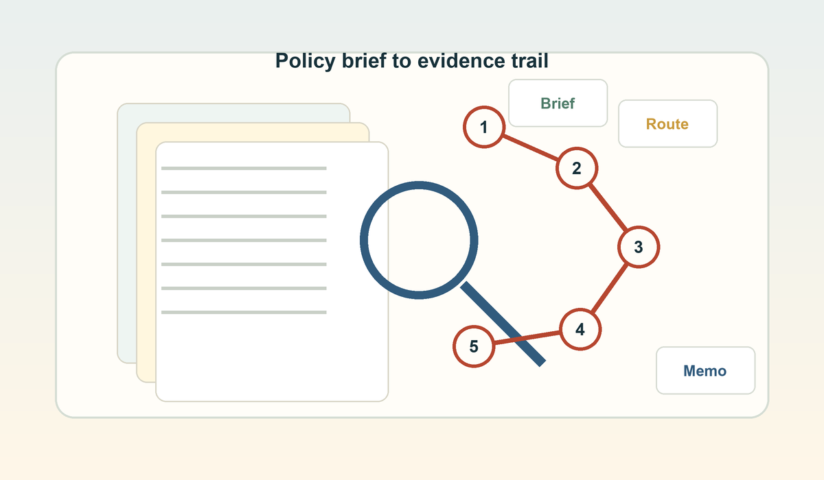 Policy brief converted into an evidence-chain content diagram